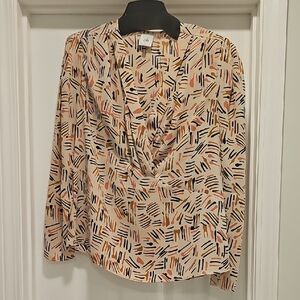 Cabi Multicolor Patterned V-neck Nude Top.
